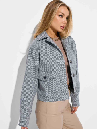 Куртка-рубашка из пальтовой ткани, серая