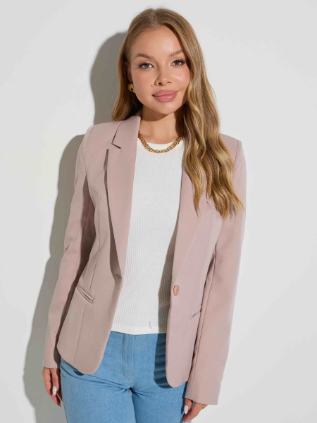 Жакет женский приталенный однобортный, темно-бежевый