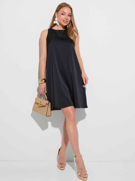 Платье атласное мини, черное