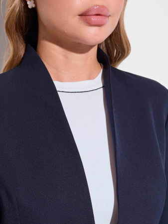 Жакет женский приталенный с воротником-стойкой, темно-синий