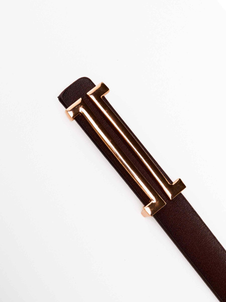 Ремень кожаный натуральный классический, коричневый