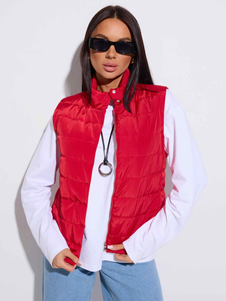 Жилет женский утепленный стеганый, красный
