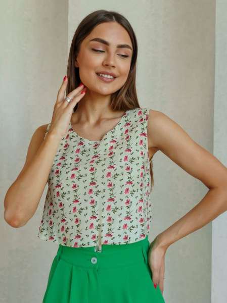 Топ женский классический с воланом, желто-бордовый Топ женский классический с воланом, желто-бордовый