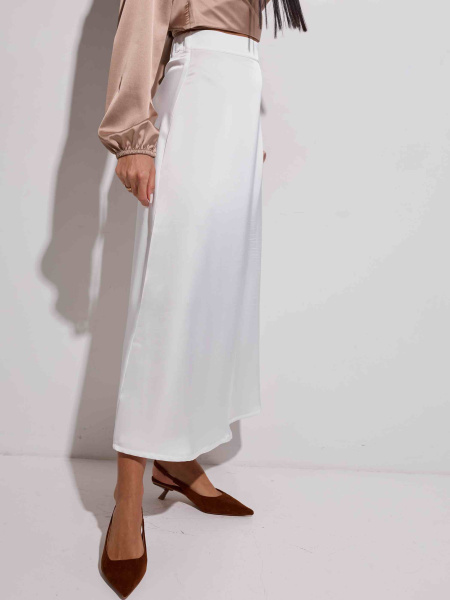 Юбка-миди атласная, молочная