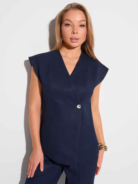 Жилет приталенный со съемным поясом, иссиня-черный