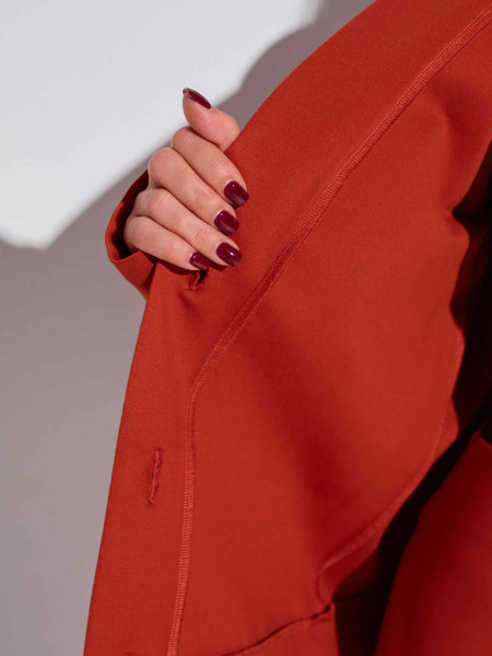 Кардиган трикотажный со съемным поясом, терракотовый