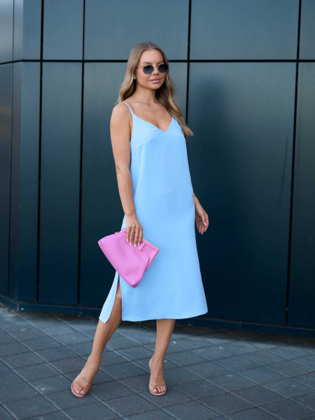 Платье женское комбинация, голубое