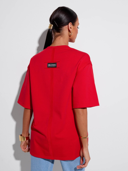 Футболка женская оверсайз, красная