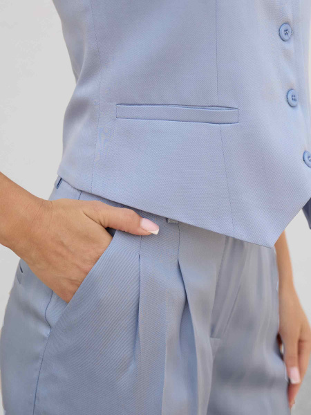 Брюки-палаццо женские из вискозы костюмные, голубые