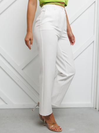 Женские прямые брюки на резинке, белые