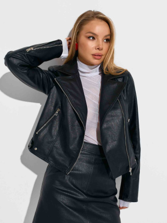 Куртка женская из эко-кожи, черная