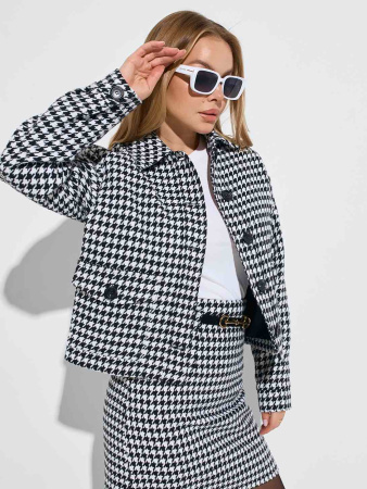 Куртка-рубашка женская из твида, черно-белая