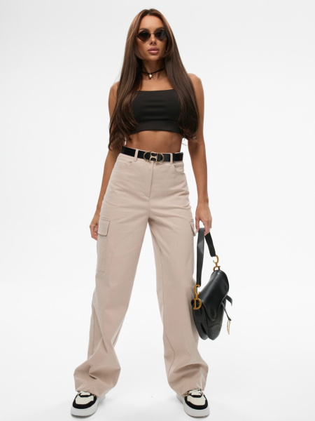 Брюки-карго женские, бежевые
