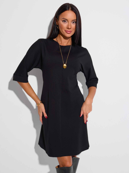Платье женское трикотажное с рукавом 3/4, черное