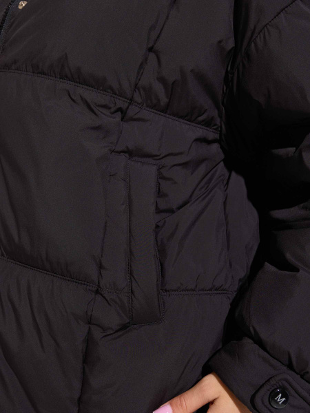 Зимний пуховик удлиненный с капюшоном, черный