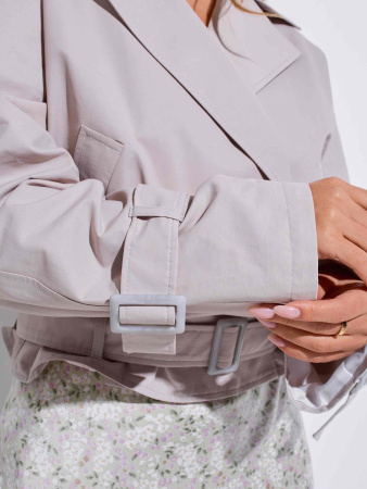 Женский укороченый тренч, серый