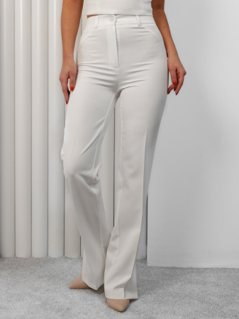 Брюки женские классические с разрезами сбоку, белые