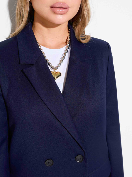 Женский жакет двубортный из вискозы, темно-синий