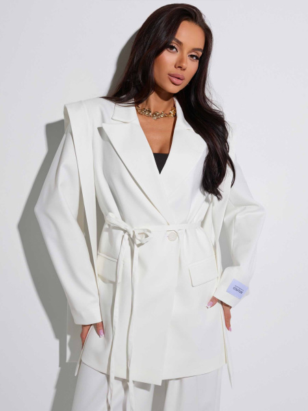 Жакет оверсайз с завязками, белый