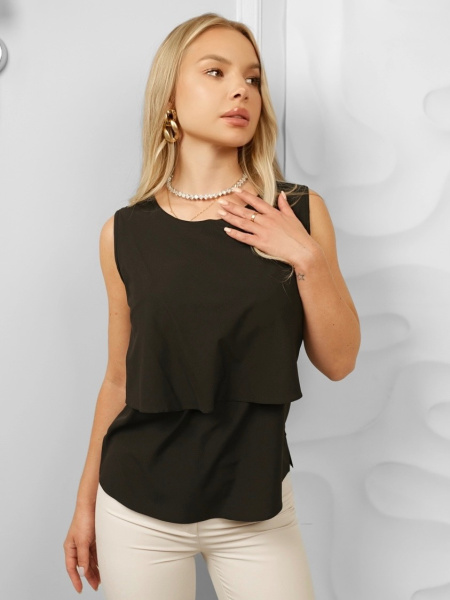 Топ женский классический с воланом, черный