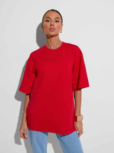 Футболка женская оверсайз, красная