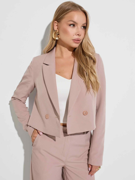 Жакет женский укороченный двубортный, темно-бежевый