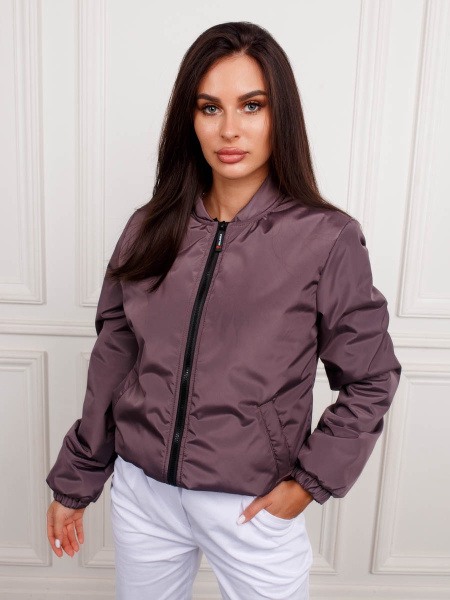 Бомбер женский утепленный, кофейный