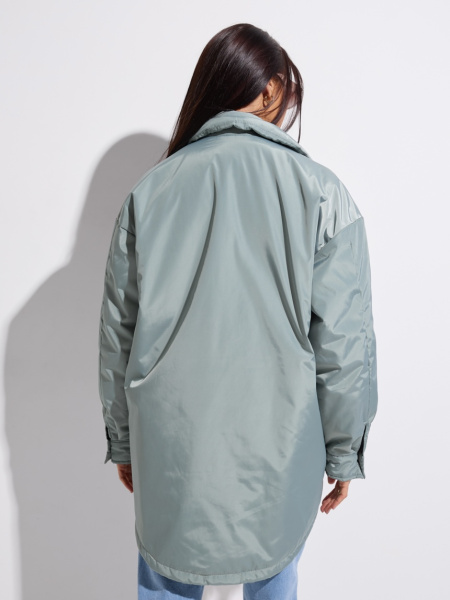 Куртка-рубашка женская, серо-зеленая