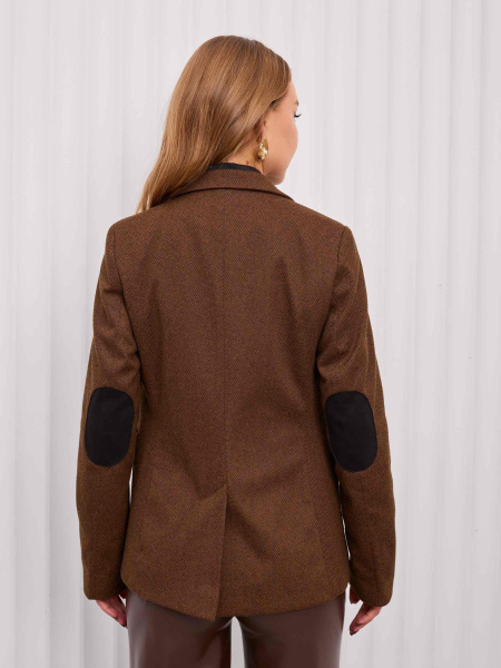Женский классический приталенный жакет из твида, бежевый