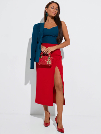 Юбка-миди классическая с разрезом на молнии