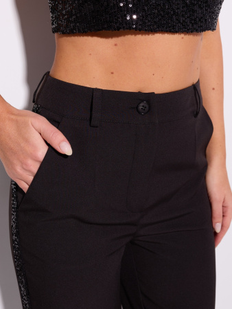 Брюки женские зауженные с лампасами из пайеток