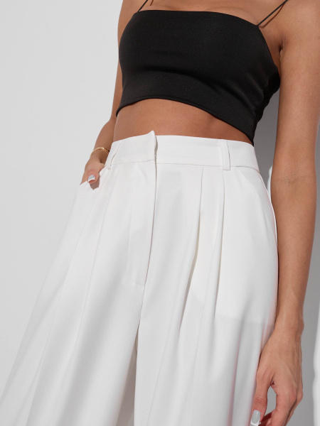 Брюки-палаццо женские из вискозы с защипами, белые