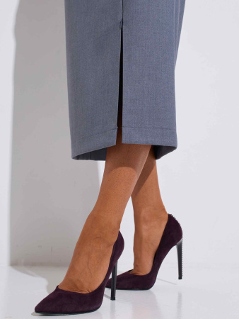 Юбка-миди классическая с разрезом на молнии, серая