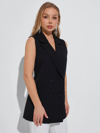 Жилет женский удлиненный двубортный