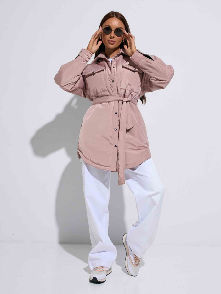 Куртка-рубашка женская, бежево-розовая