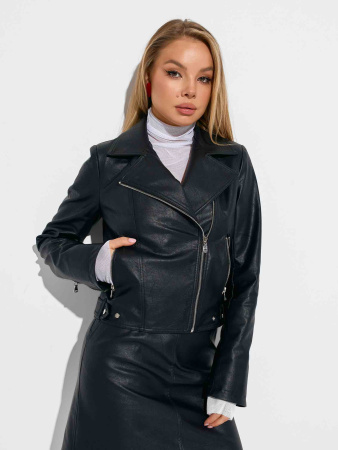Куртка женская из эко-кожи, черная