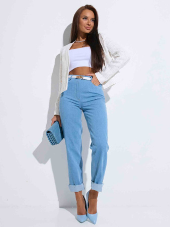 Жакет женский из твида с золотыми пуговицами, белый