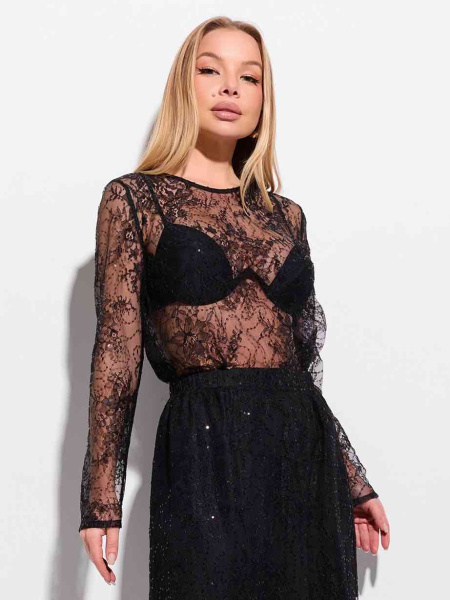 Топ женский из кружева с длинными рукавами