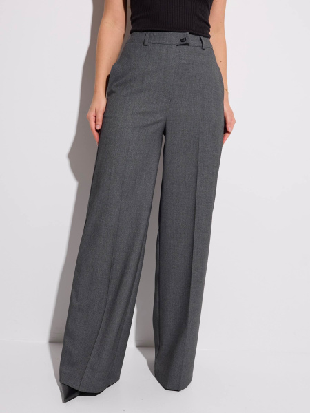 Брюки классические из вискозы с резинкой в поясе, графит