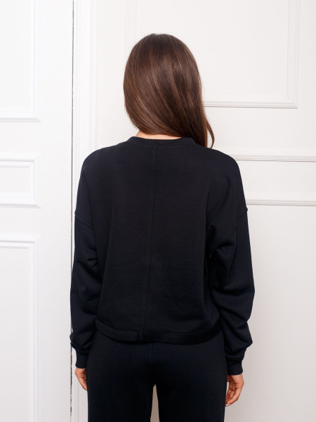 Свитшот женский со спущенной проймой, черный