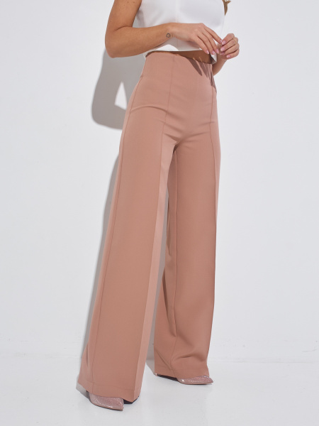 Брюки-палаццо женские со стрелками, кофейные