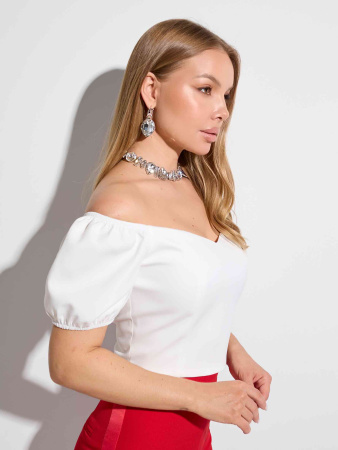 Топ женский с рукавами-фонариками, белый