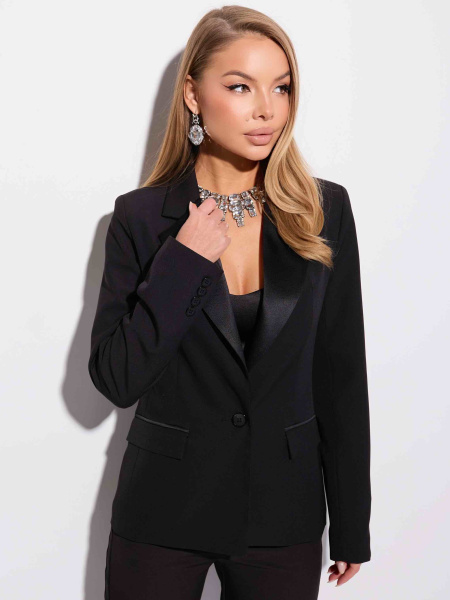 Жакет женский «смокинг» с атласными лацканами