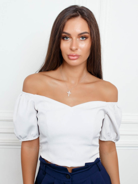 Топ женский с рукавами-фонариками, бежевый