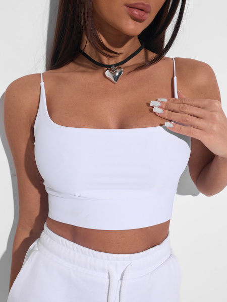 Топ женский на тонких бретельках, белый