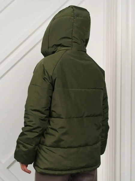 Женская зимняя куртка прямая с капюшоном, оливковая