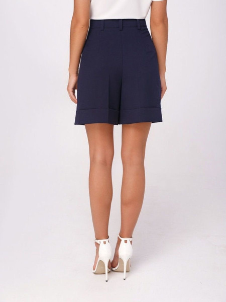 Шорты бермуды женские с отворотами, темно-синие