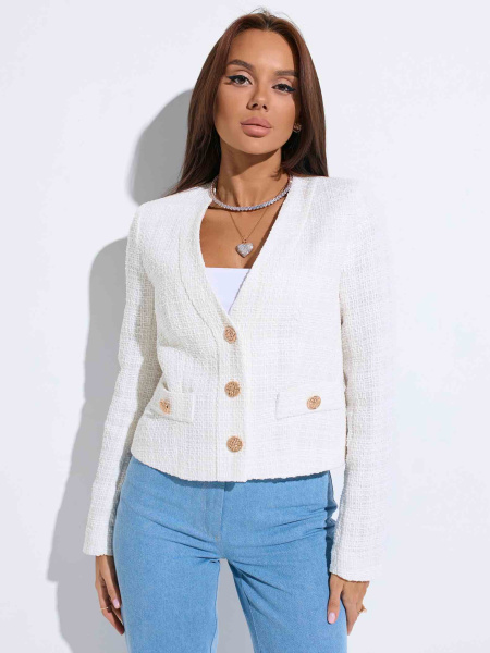 Жакет женский из твида с золотыми пуговицами