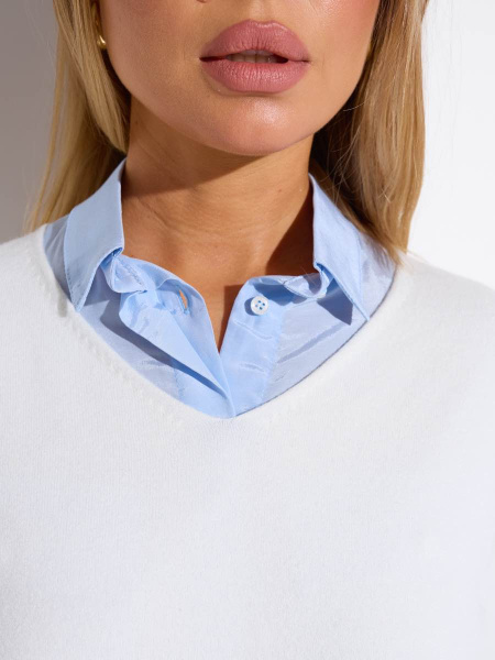 Джемпер с v-образным вырезом, айвори 