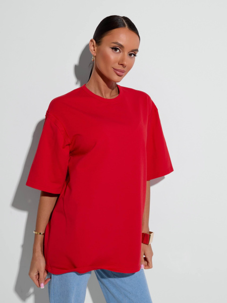 Футболка женская оверсайз, красная